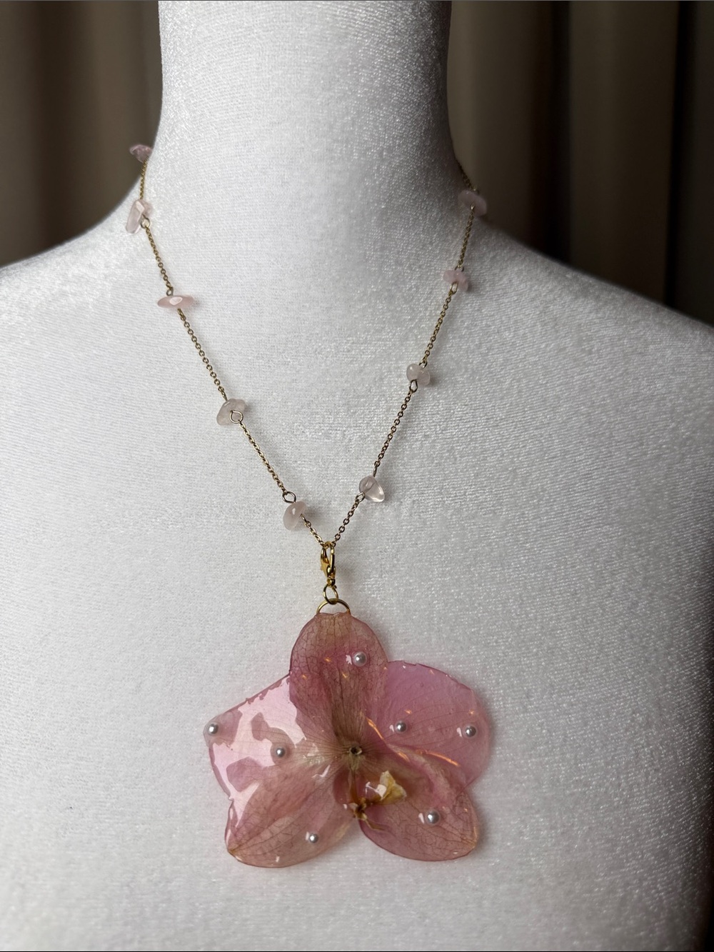 Pink Preserved Orchid Pendant Necklace - Women Jewelry